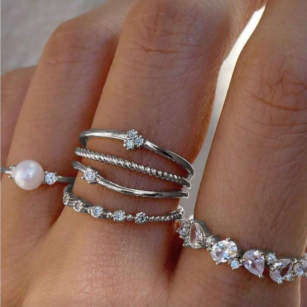 Silver stacked rings